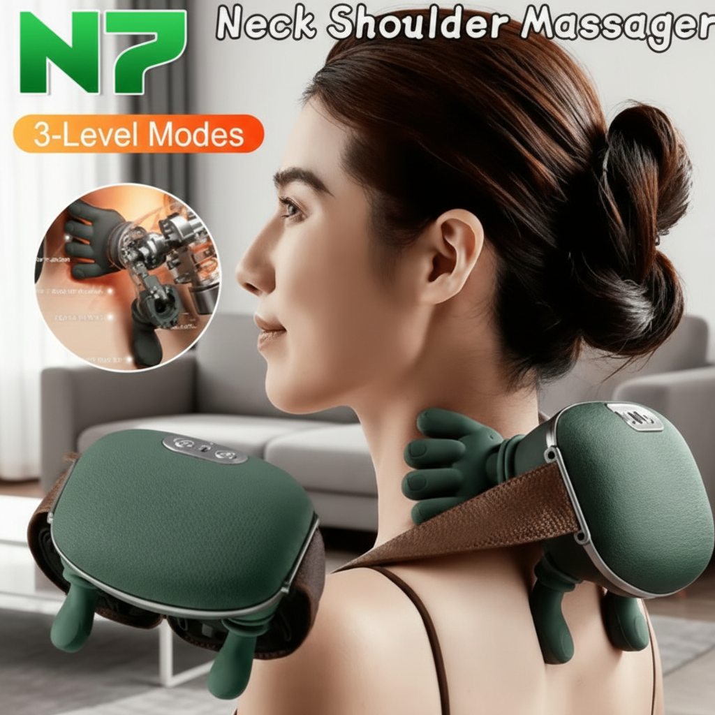 Electric Neck & Shoulder Massager with Dual-Palm Kneading – Portable 5V Muscle Relaxer for Pain Relief | UAE